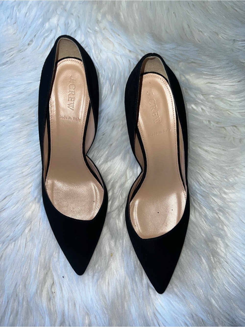 J. Crew Black Suede Pointed D'Orsay Pumps